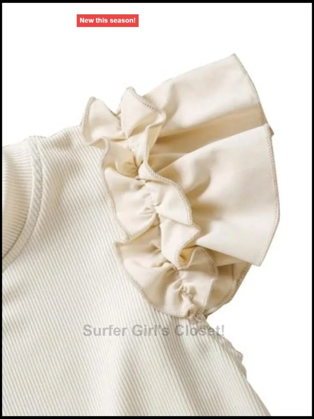 Girls Ruffle Sleeve Ribbed Knit Tee Shirt Tops Summer Casual